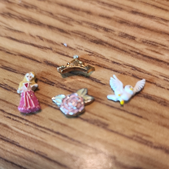 Disney Princess Aurosa Set of Charms with Princess, Crown, Rose, and Dove - Picture 1 of 1
